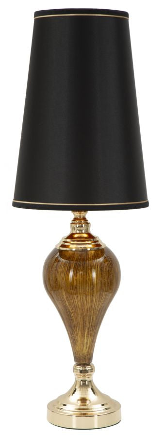 Lampada da Tavolo Fashion Glam Ø27x81 cm in Ferro Plastica e Poliestere Nero e Oro prezzo