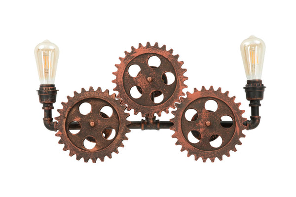 prezzo Lampada da Muro Ingranaggio 60x12x32 cm in Ferro e Legno Rame
