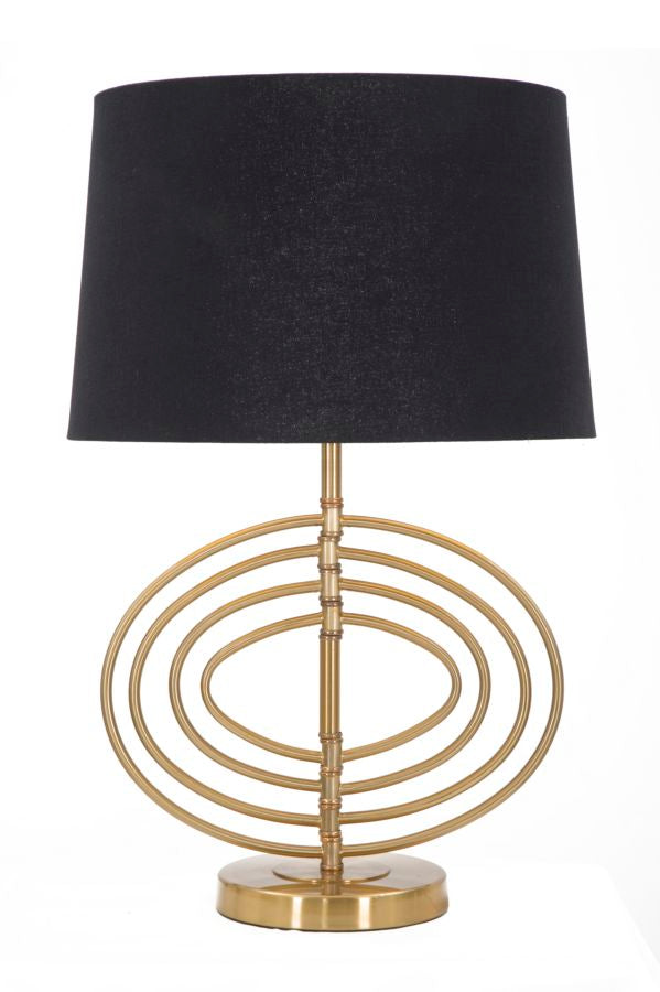Lampada da Tavolo Glam Fluy Ø40x60,5 cm in Ferro Plastica e Poliestere Nero e Oro prezzo