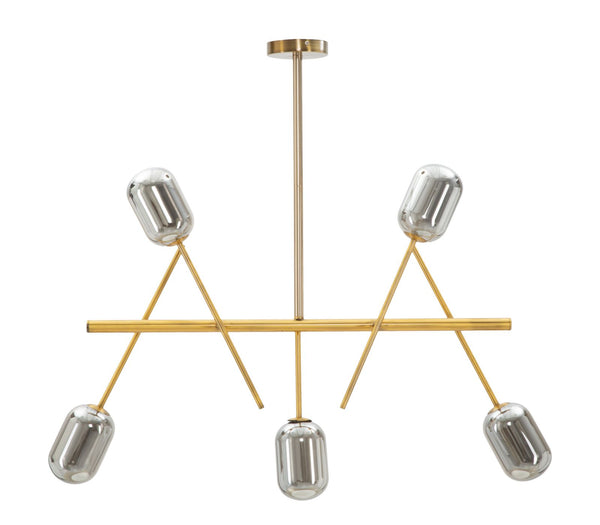 prezzo Lampadario Glam Galaxy 100x10x80 cm in Ferro e Vetro Fumo e Oro