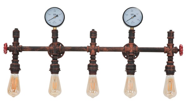 Lampada da Muro Industry 5 Luci 86x9x32 cm in Ferro Nero prezzo