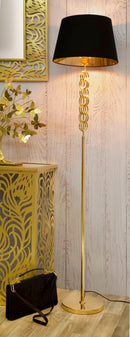 Lampada da Tavolo Rings Ø40x170 cm in Ferro e Tessuto Nero e Oro-7