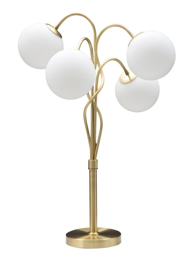 Lampada da Tavolo Glamy 4 Light Ø53x74 cm in Ferro e Vetro Bianco e Oro acquista