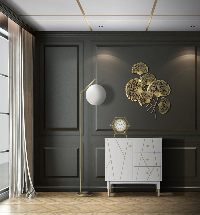 Lampada da Terra Glamy 25x36x179 cm in Ferro e Vetro Bianco e Oro-7