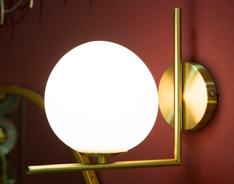 Lampada da Muro Glamy 15x25x22 cm in Ferro e Vetro Bianco e Oro-4