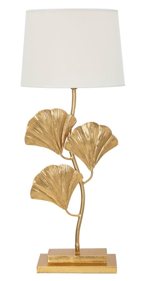 online Lampada da Tavolo Glamy Ø33x81 cm in Ferro e Tessuto Oro e Bianco