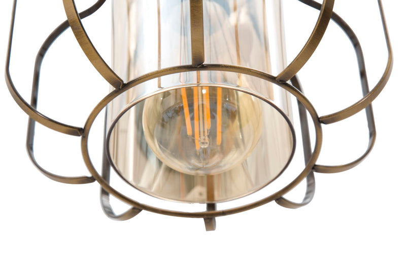 Lampada da Muro Iron Class 21x30x32 cm in Ferro e Vetro Oro e Nero-4