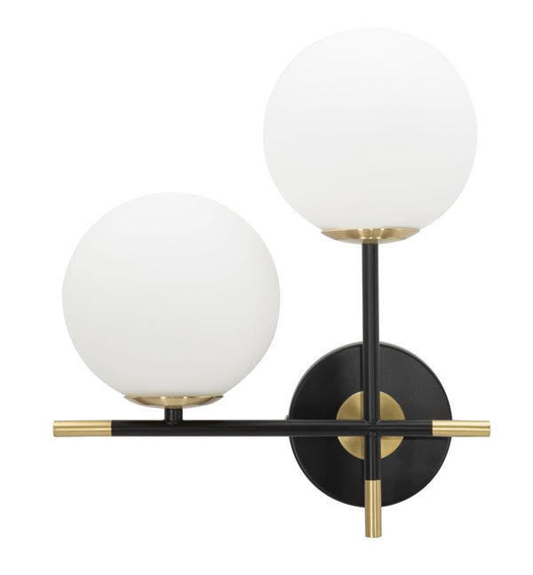 online Lampada da Muro Darky Double 30x17x35 cm in Ferro e Vetro Oro, Bianco e Nero