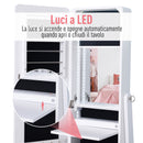 Armadio Portagioie e Trucchi con Specchio e Illuminazione LED Automatica Bianco 30x146x36 cm -6