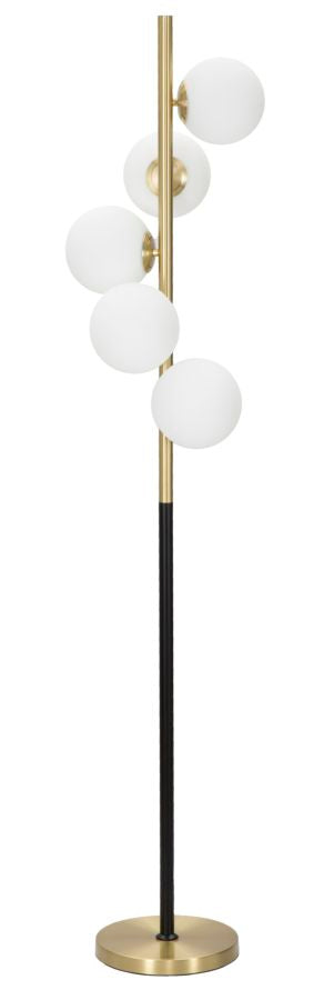 Lampada da Terra Glamy Dark Ø30x160 cm in Ferro e Vetro Oro, Nero e Bianco prezzo