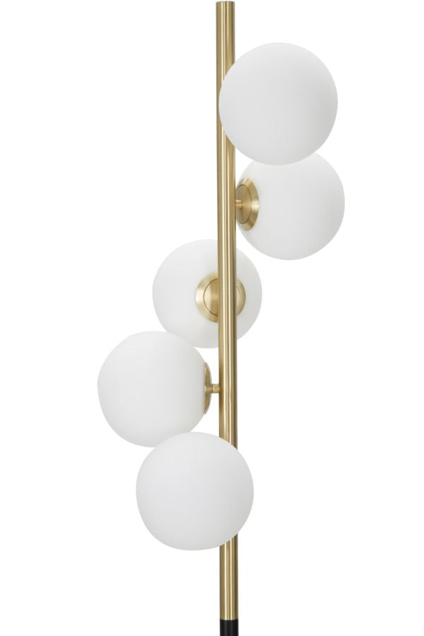 Lampada da Terra Glamy Dark Ø30x160 cm in Ferro e Vetro Oro, Nero e Bianco-2
