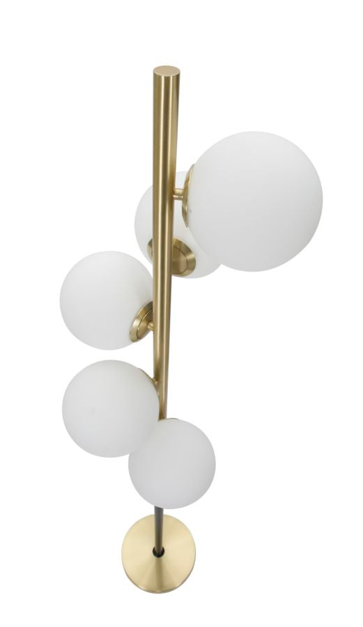 Lampada da Terra Glamy Dark Ø30x160 cm in Ferro e Vetro Oro, Nero e Bianco-6