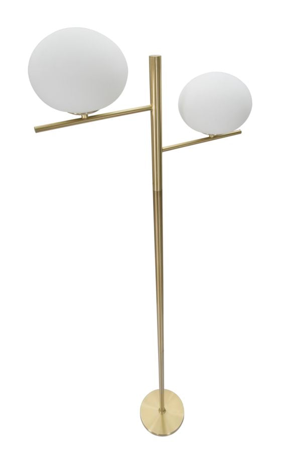 Lampada da Terra Oval Glamy 51x24x180 cm in Ferro e Vetro Oro e Bianco-2