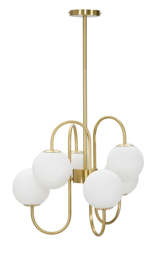 Lampadario Glamy 6 Luci Ø54x85 cm in Ferro e Vetro Oro e Bianco online