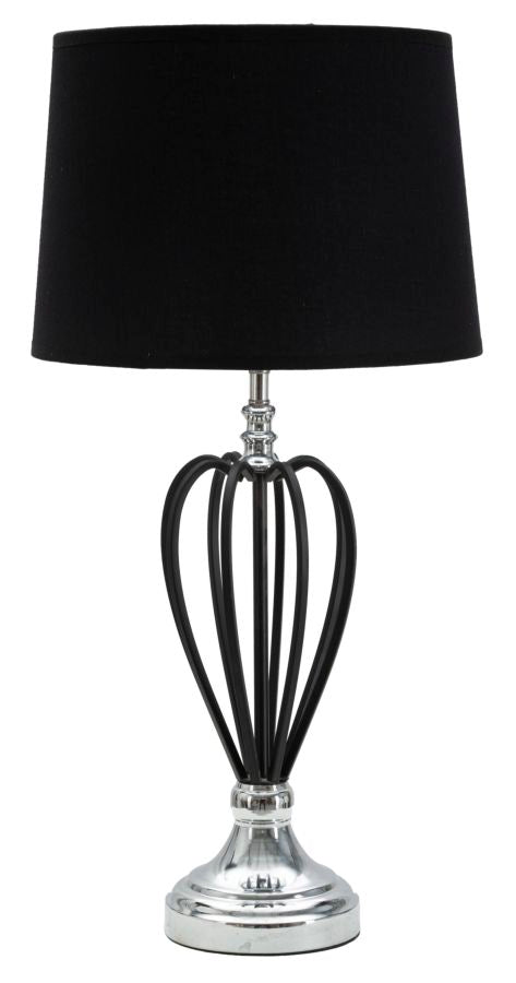 Lampada da Tavolo Darky Argento Ø28x56 cm in Ferro PVC e Tessuto Nero e Argento prezzo