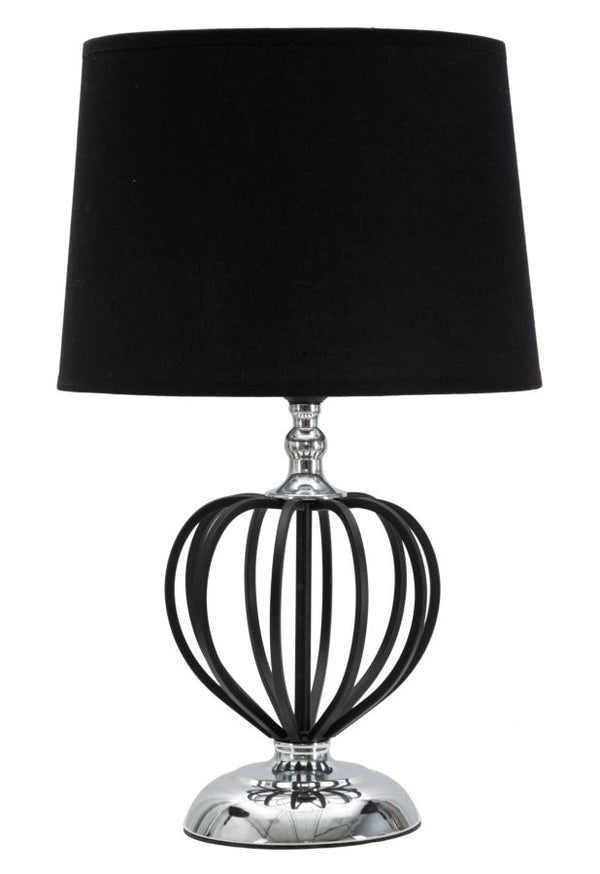 Lampada da Tavolo Darky Argento Ø28x44,5 cm in Ferro PVC e Tessuto Nero e Argento online
