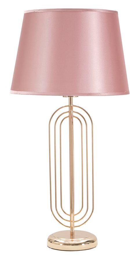 acquista Lampada da Tavolo Krista Ø33x64 cm in Ferro PVC e Tessuto Oro e Rosa