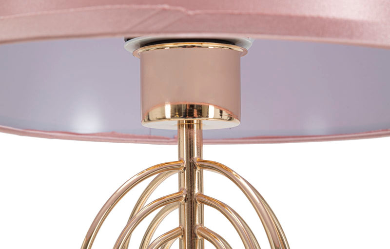 Lampada da Tavolo Krista Ø28x55 cm in Ferro PVC e Tessuto Oro e Rosa-2