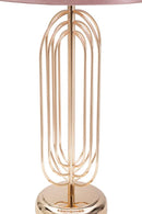 Lampada da Tavolo Krista Ø28x55 cm in Ferro PVC e Tessuto Oro e Rosa-3