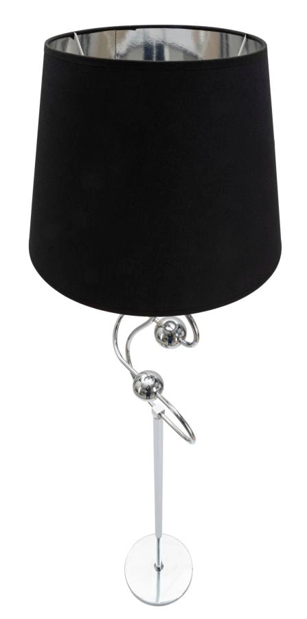 Lampada da Terra Argento Ball Ø37x169 cm in Ferro PVC e Tessuto Argento e Nero-6
