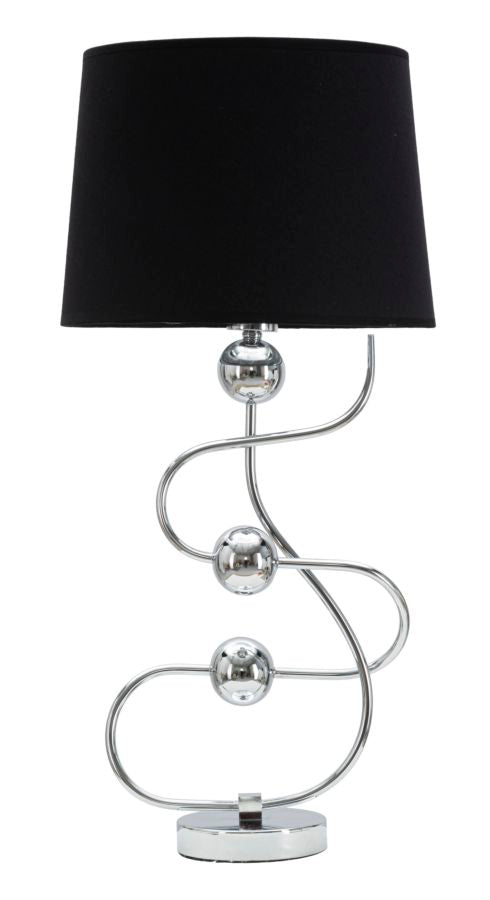 Lampada da Tavolo Argento Ball Ø33x67 cm in Ferro PVC e Tessuto Argento e Nero online