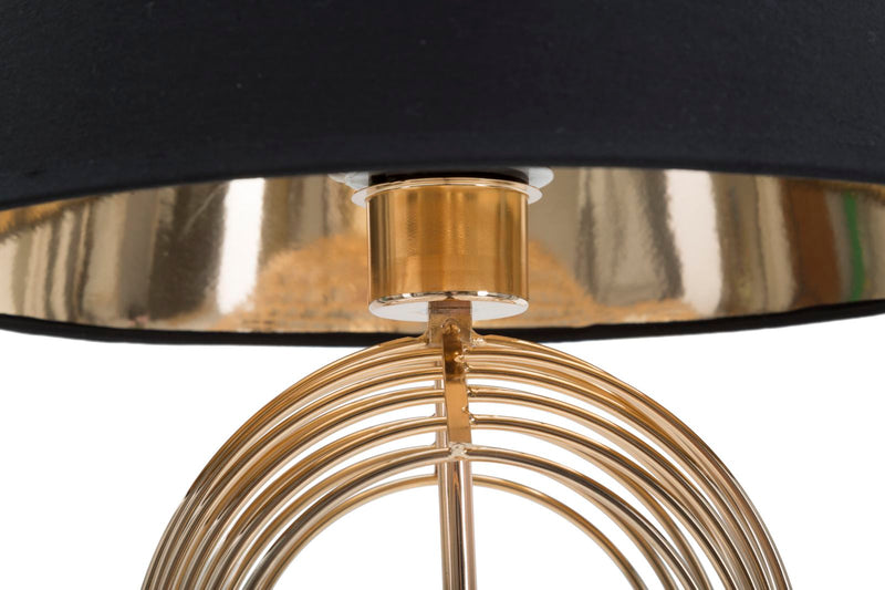 Lampada da Tavolo Maxt Ø32,5x53,5 cm in Ferro Carta e Tessuto Oro e Nero-4
