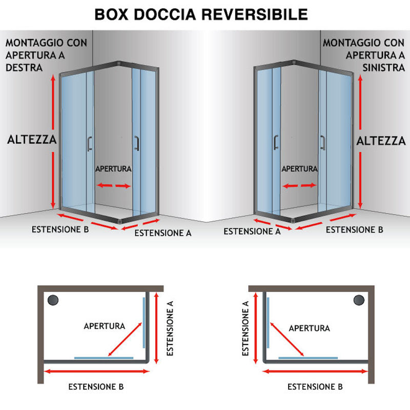 Box Doccia Angolare 2 Ante Battenti in Cristallo Opaco 4-6mm H198 Fosterberg Maribo Duo Varie Misure-4