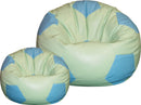 Poltrona a Sacco Pouf Ø100 cm in Similpelle con Poggiapiedi Baselli Pallone da Calcio Verde Menta e Celeste-1
