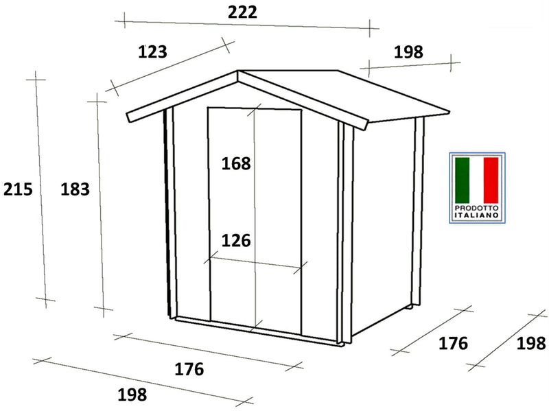 Casetta Box da Giardino per Attrezzi 198x198 cm con Porta Doppia Finestrata in Legno Naturale-5
