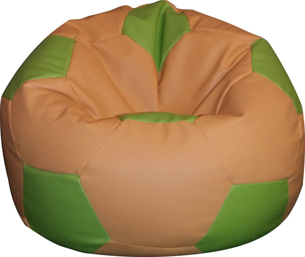 online Poltrona a Sacco Pouf Ø100 cm in Similpelle Baselli Pallone da Calcio Marrone Chiaro e Verde Limone