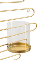 Set 2 Portacandele da Parete 33x10x34 cm in Metallo Oro-2