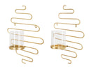 Set 2 Portacandele da Parete 33x10x34 cm in Metallo Oro-3