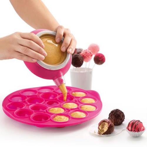 Vassoio Stampo per Cake Pops 18 Porzioni con Stecchini Colore Rosa Lekue-1