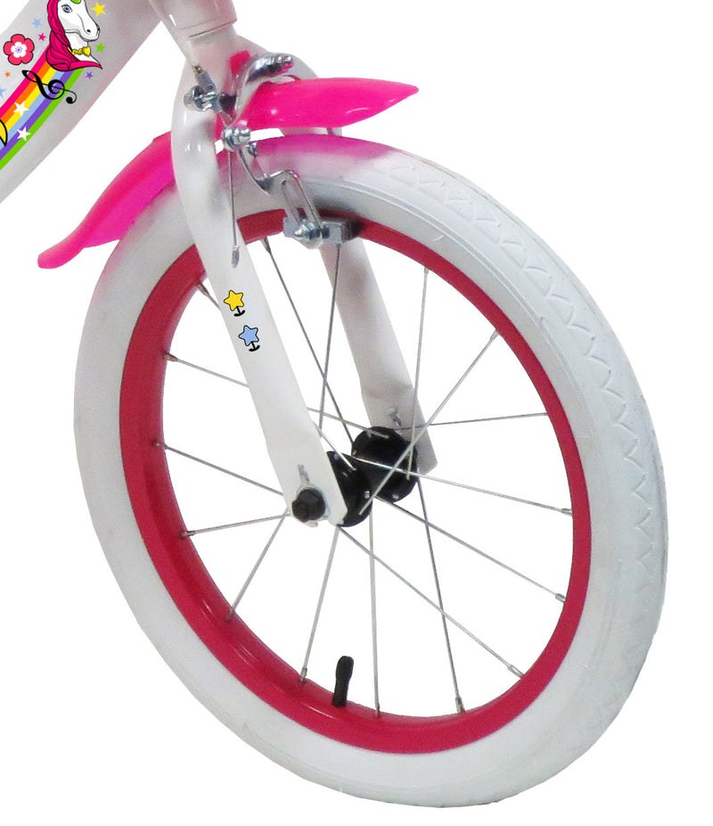 Bicicletta per Bambina 16" 2 Freni  Unicorno Bianca/Rosa-3