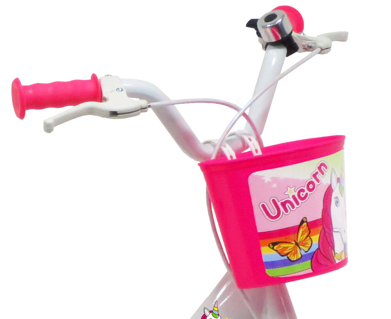 Bicicletta per Bambina 16" 2 Freni  Unicorno Bianca/Rosa-4
