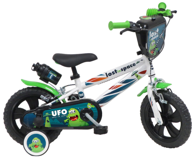 Bicicletta per Bambino 12" 2 Freni Gomme in EVA Ufo Bianca/Verde-1
