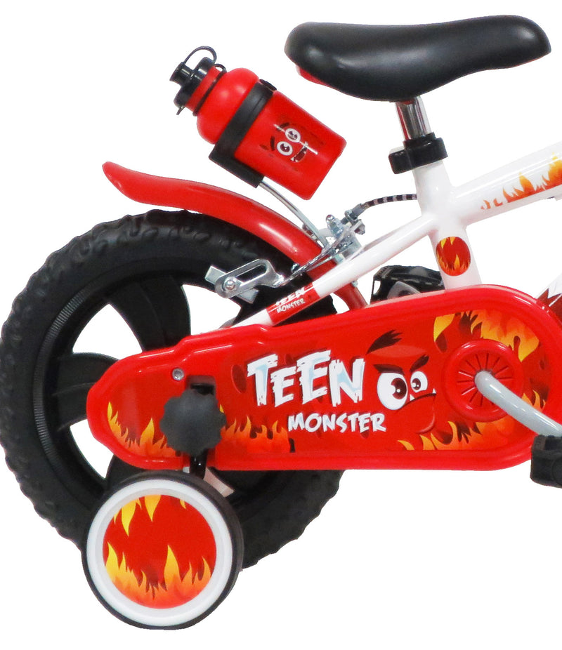 Bicicletta per Bambino 12" 2 Freni Gomme in EVA Teen Monster Bianca/Rossa-2