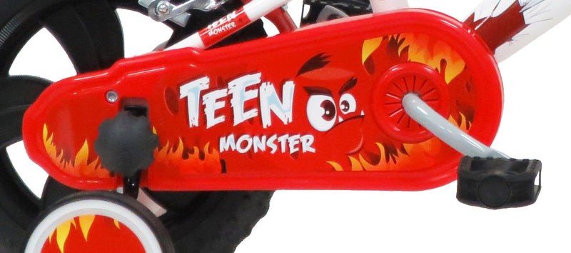 Bicicletta per Bambino 12" 2 Freni Gomme in EVA Teen Monster Bianca/Rossa-6
