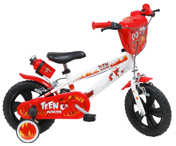acquista Bicicletta per Bambino 12" 2 Freni Gomme in EVA Teen Monster Bianca/Rossa