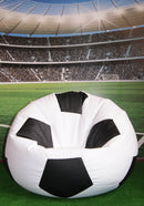 Poltrona a Sacco Pouf Ø100 cm in Similpelle Baselli Pallone da Calcio Bianco e Nero-2