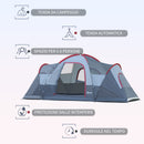 Tenda da Campeggio per 6 Persone 4,55x2,3x1,8m con Pali in Fibra di Vetro Grigia-4