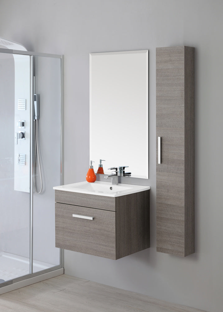 Mobile da Bagno Sospeso Composizione Bagno 60Cm Rovere Scuro Show 60-1