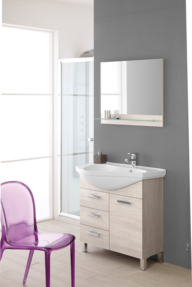 Mobile da Bagno Rovere Chiaro Composizione Bagno 80Cm Magnum-1