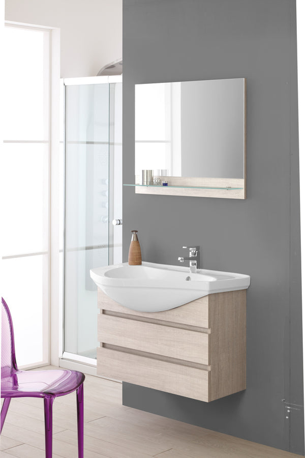 Mobile da Bagno Sospeso Rovere Chiaro Composizione Bagno 80Cm Magnum online