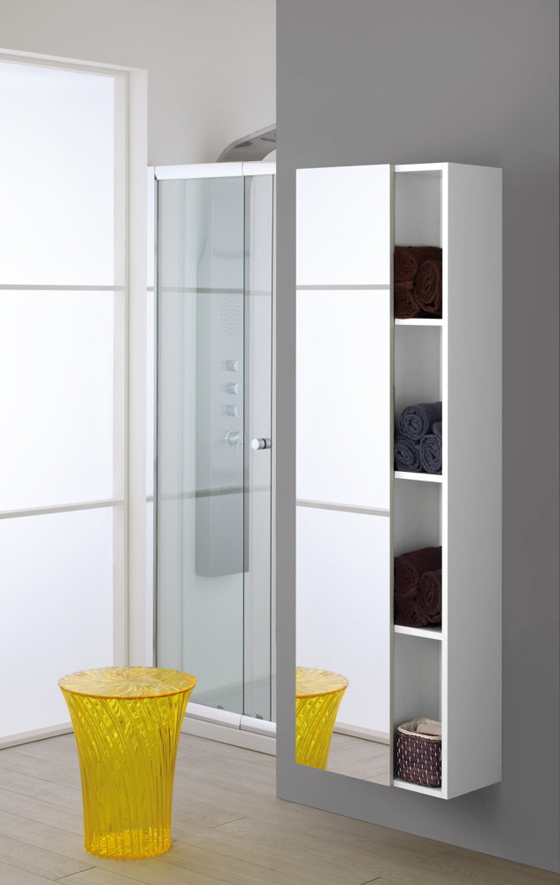 Mobile da Bagno Pensile Sospeso 50X26X160Cm Bianco C/Specchio-1