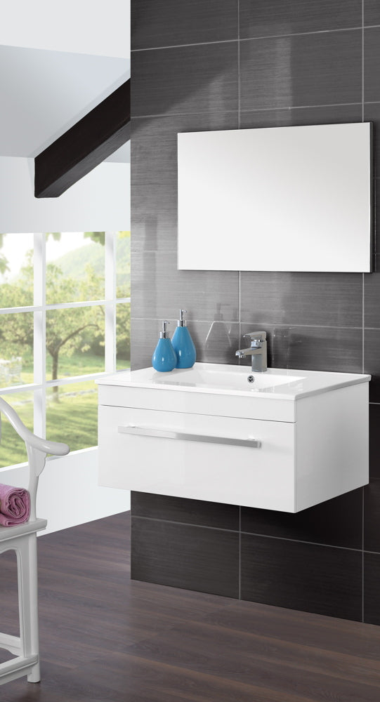sconto Mobile da Bagno Sospeso Bianco Composizione in Mdf 80Cm