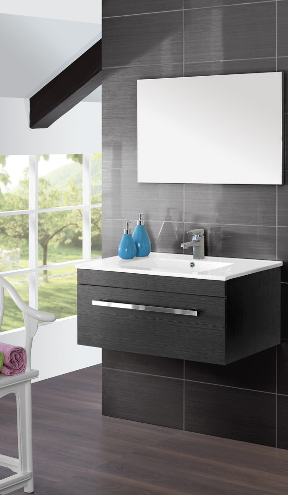 acquista Mobile da Bagno Sospeso Nero Carta Composizione in Mdf 80Cm