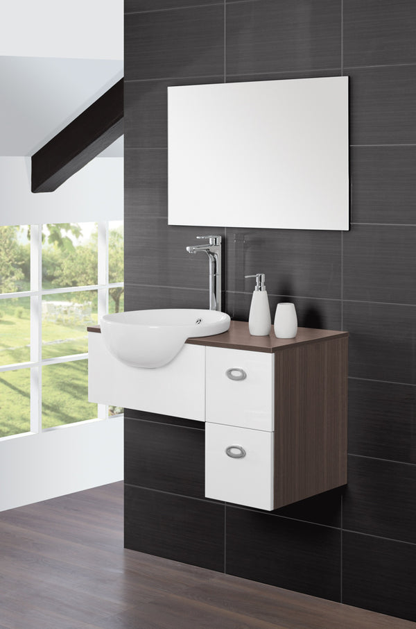 Mobile da Bagno Sospeso Marrone e Bianco Composizione 80Cm acquista