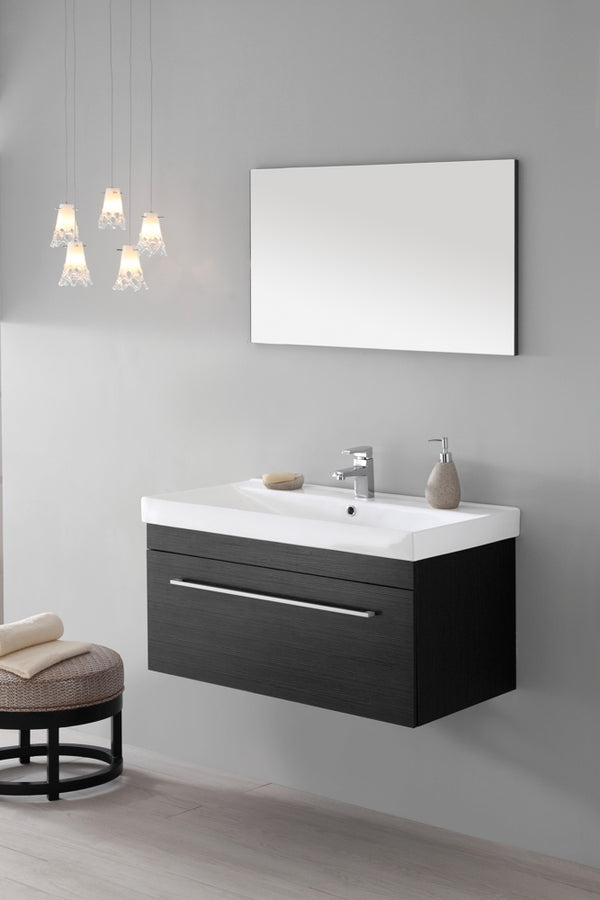 acquista Mobile da Bagno Sospeso Grigio Composizione in Mdf 90Cm