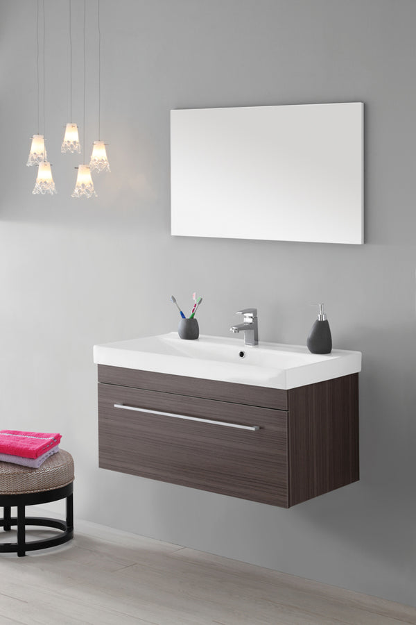 prezzo Mobile da Bagno Sospeso Marrone Composizione in Mdf 90Cm